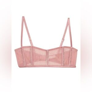 Fleur du Mal Pink Rhinestone Accent Bra